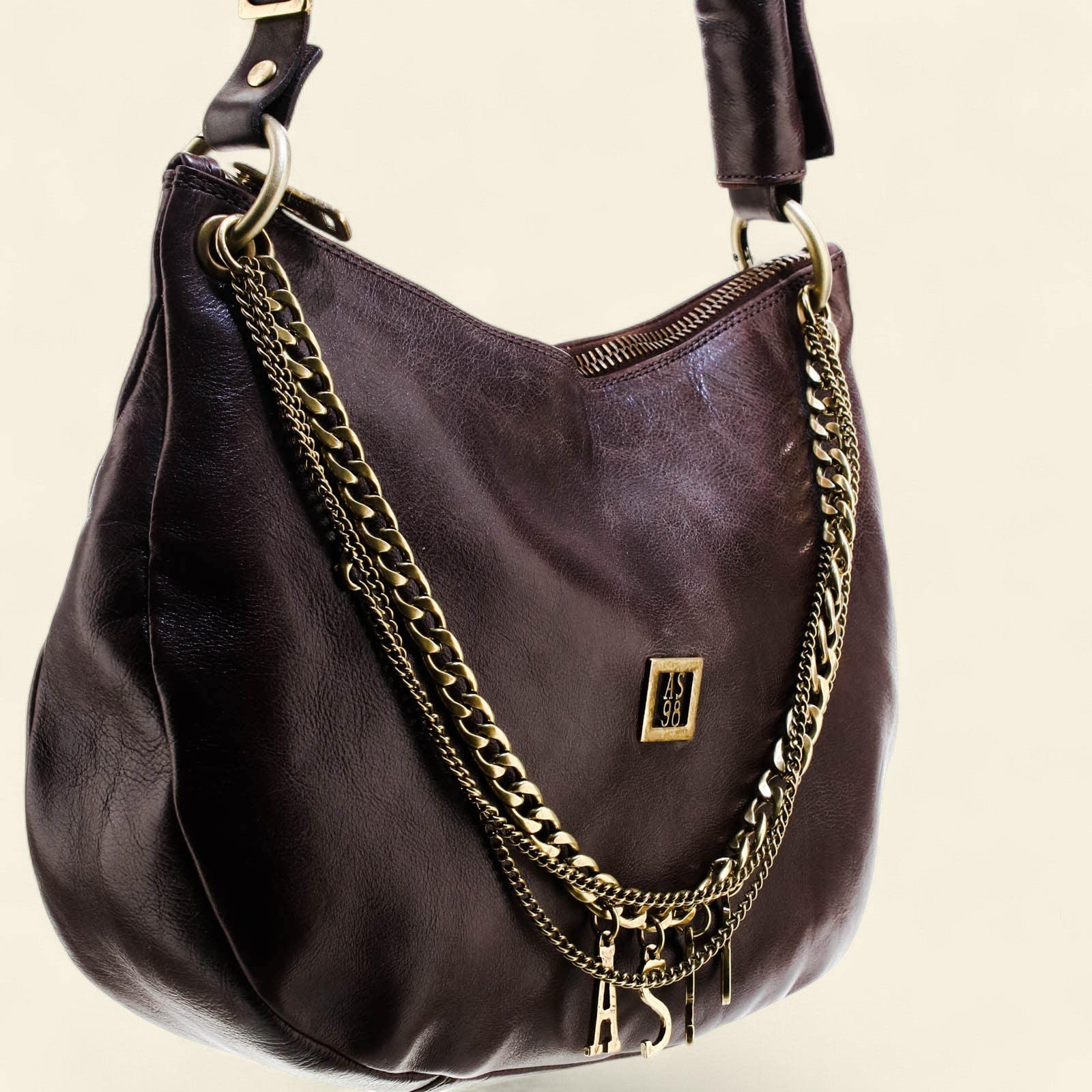 A.S.98 Jones leather shoulder bag with chain detailing Winter 26