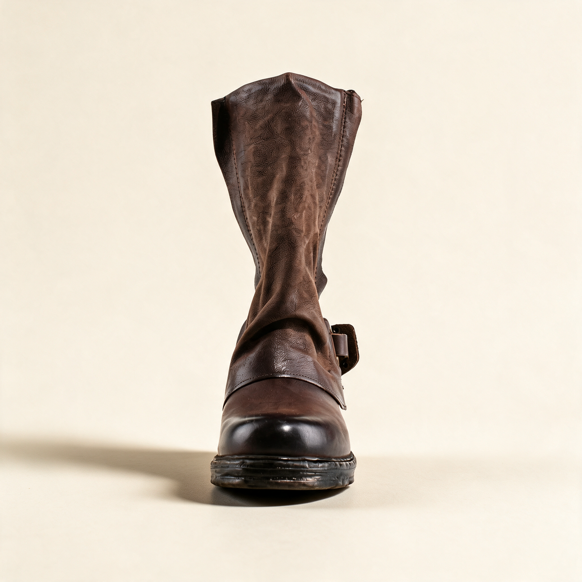 A.S.98 SPENCER Ebony TDM mid-calf biker boot, rear view