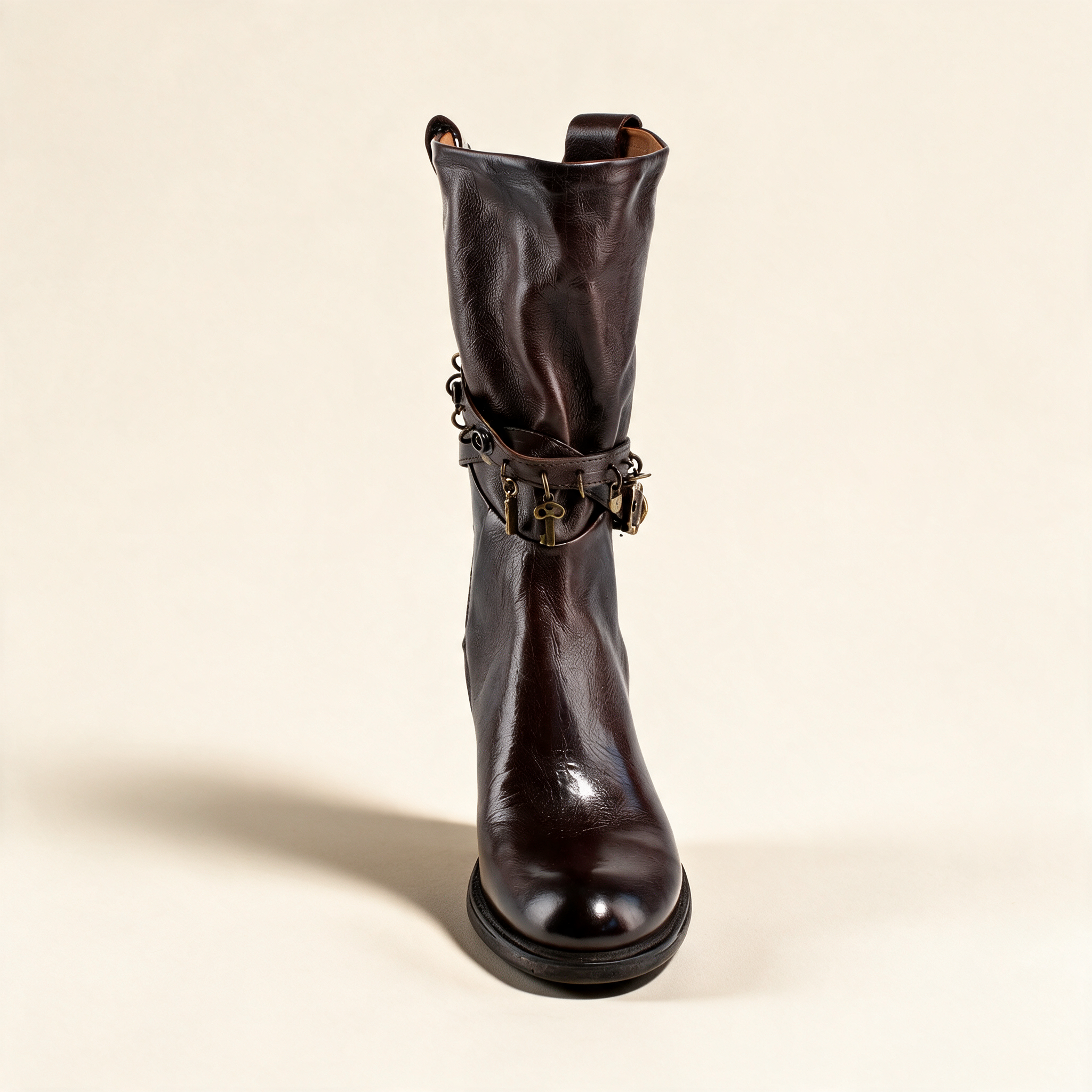 A.S.98 RAVEN Ebony mid-calf boots, front view