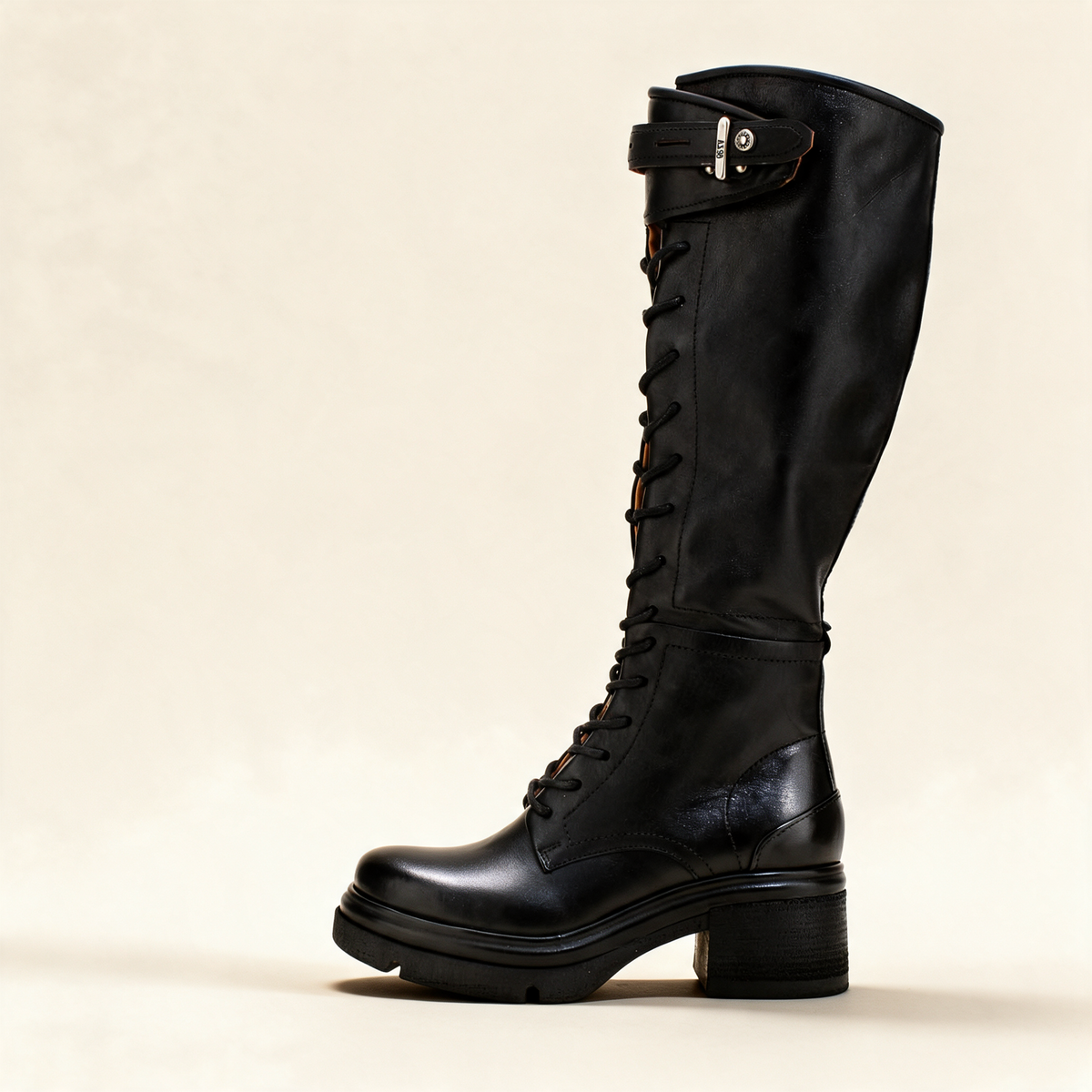 A.S.98 EDISON Black boots, outer side profile