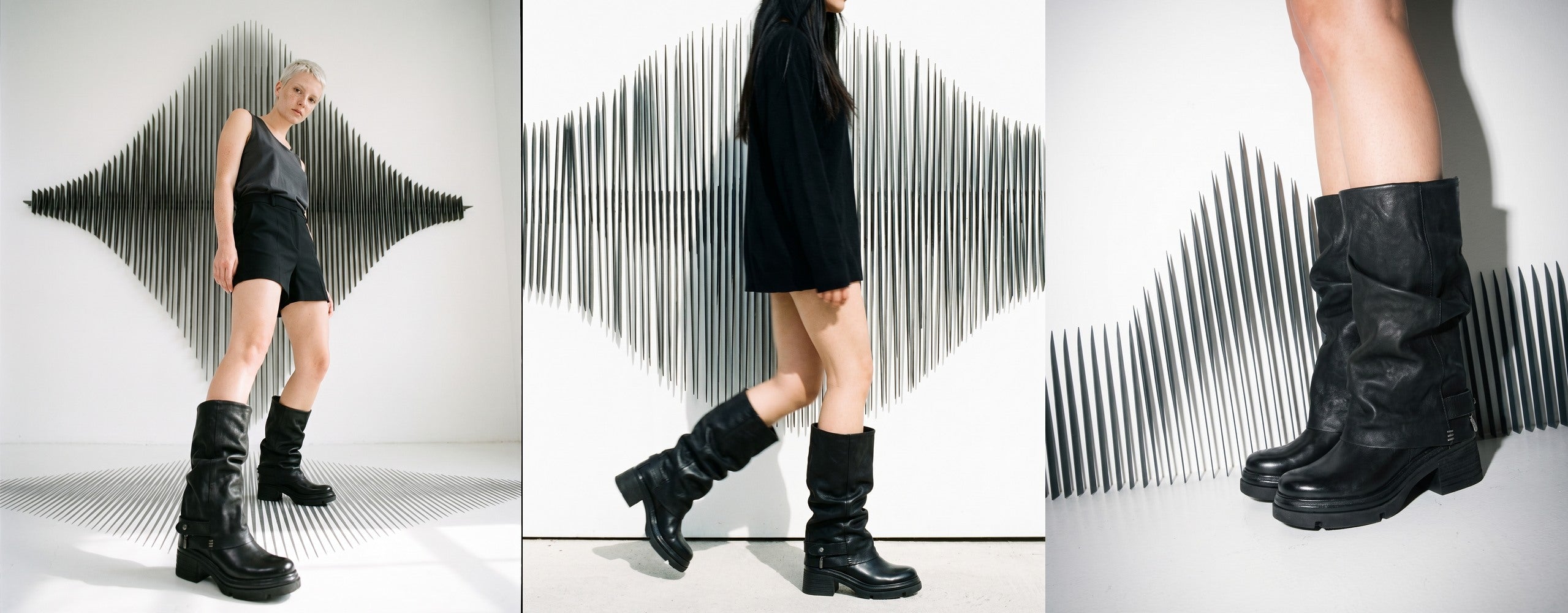 A.S.98 FW26 campaign, SERENA black Italian leather boots
