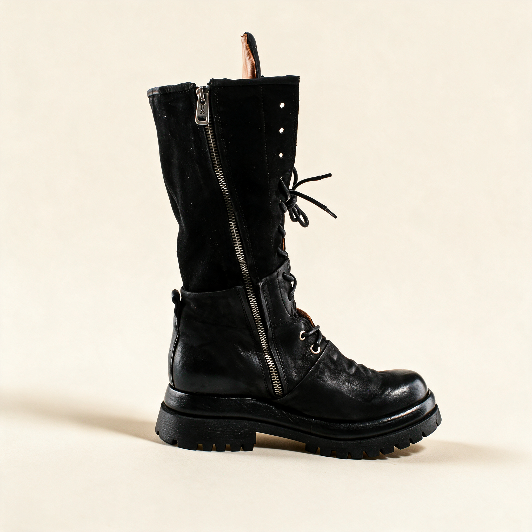 A.S.98 ARDEN Black tall boots, front view