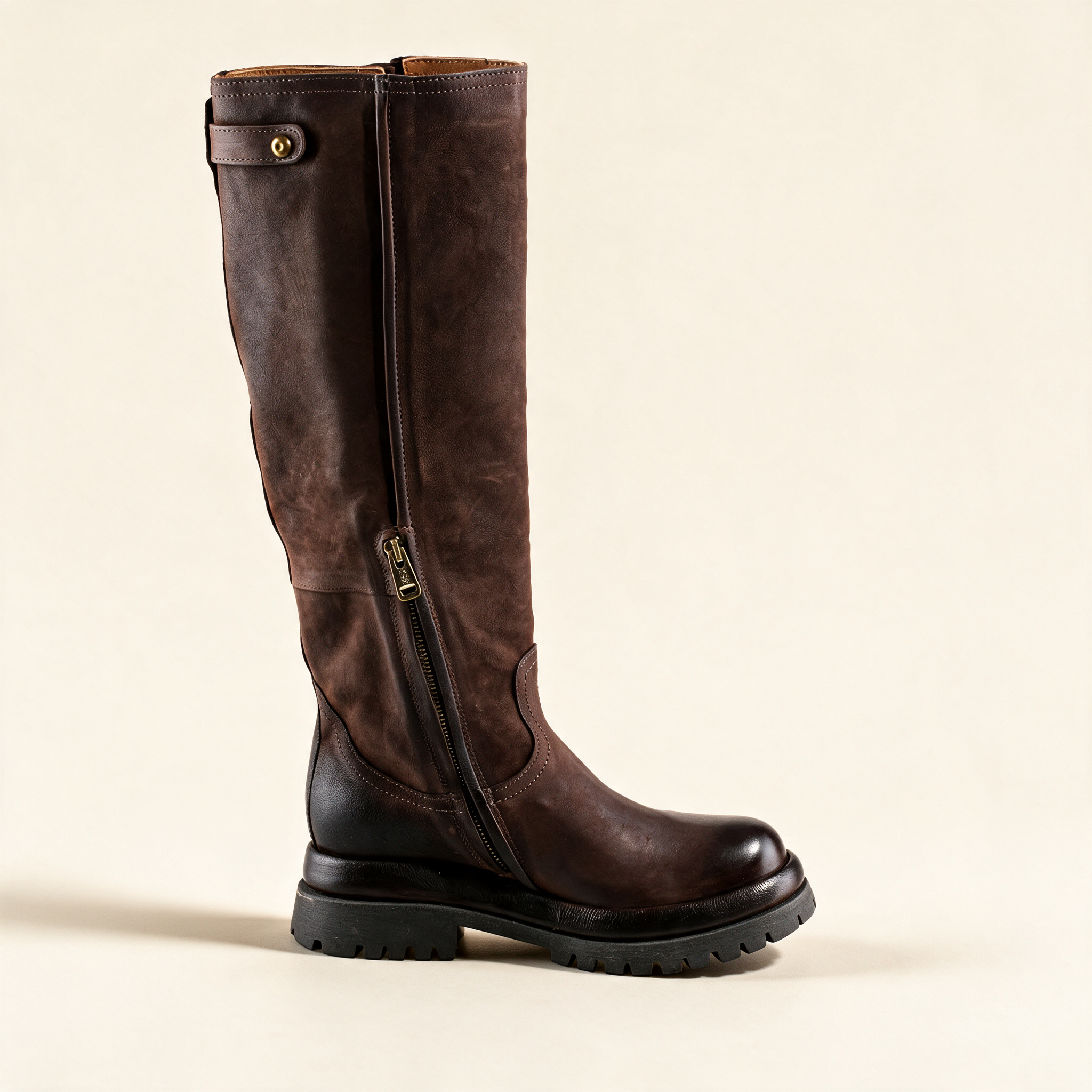 A.S.98 ECLIPSE Ebony knee-high boots, front view