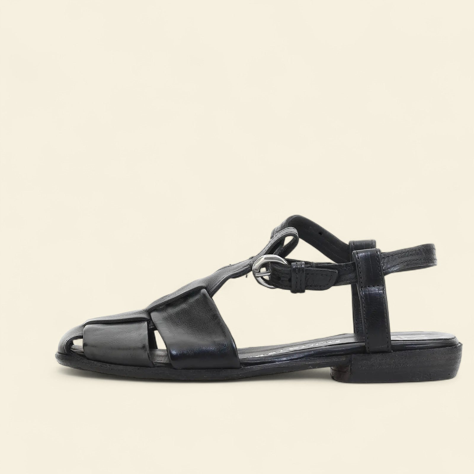Zania A.S.98 Black Leather Sandal Summer 25