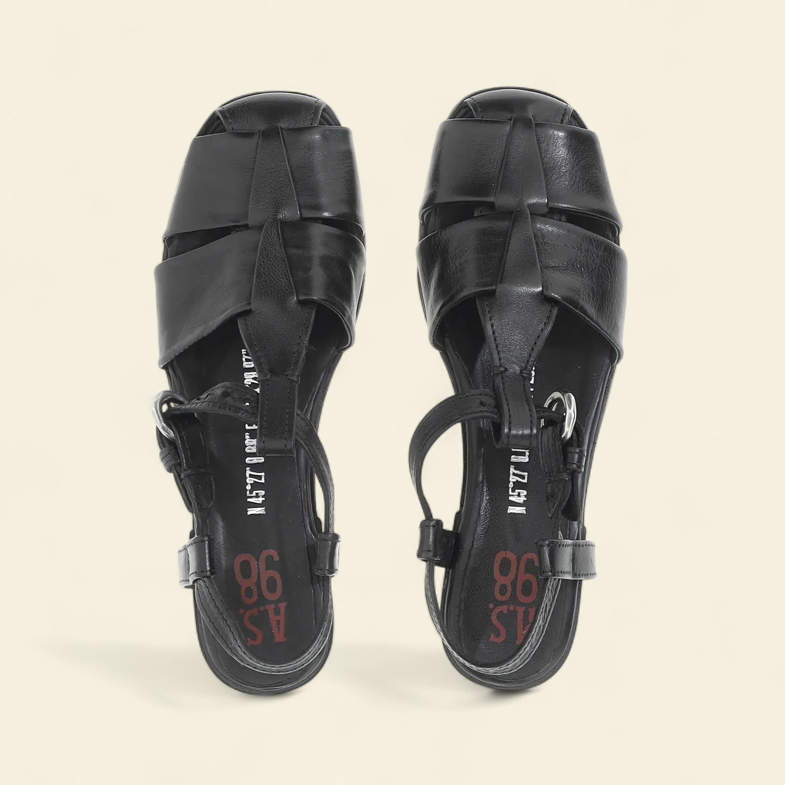 Zania A.S.98 Black Leather Sandal Summer 25