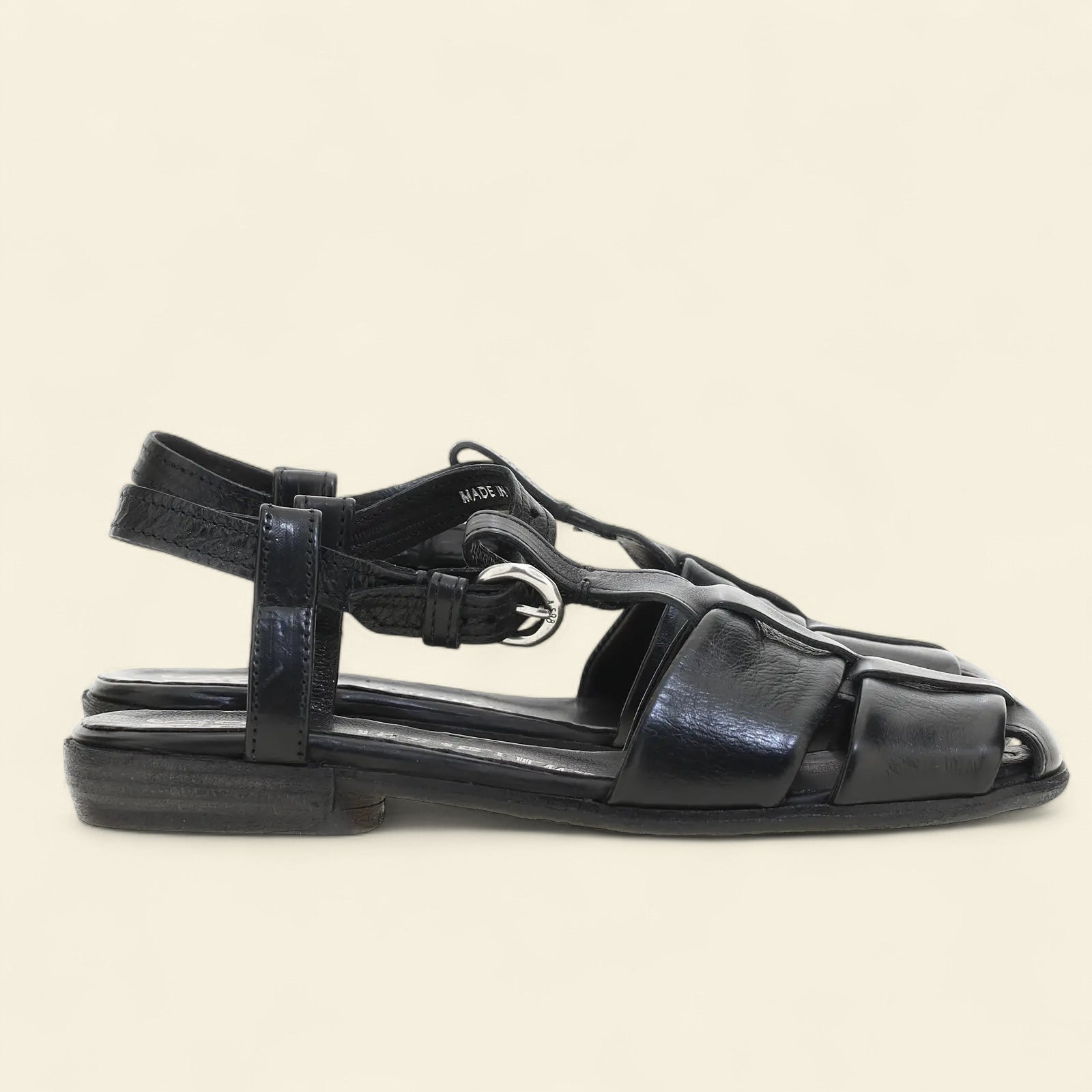 Zania A.S.98 Black Leather Sandal Summer 25