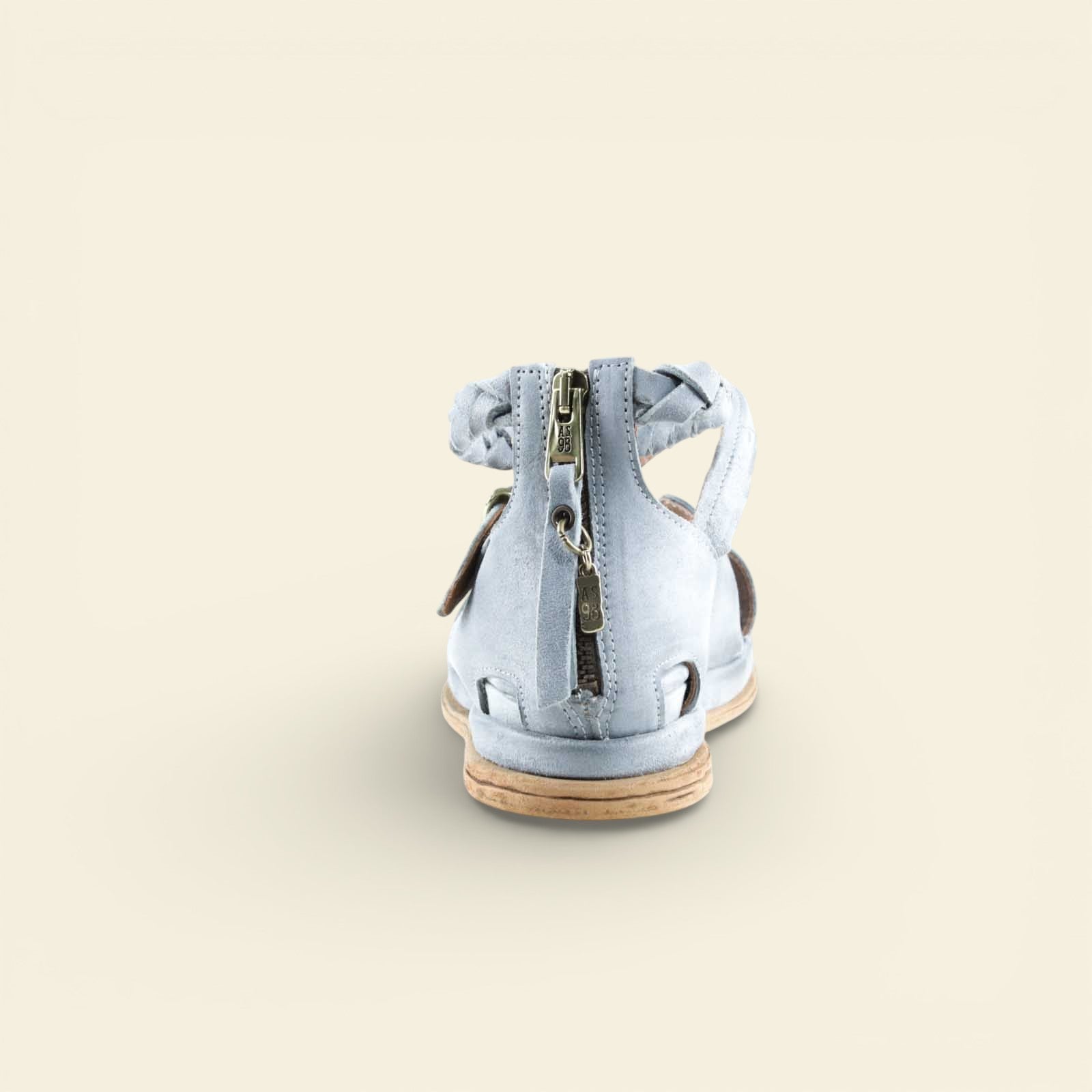 A.S.98 SANTANA light blue braided ankle-strap Italian leather sandal