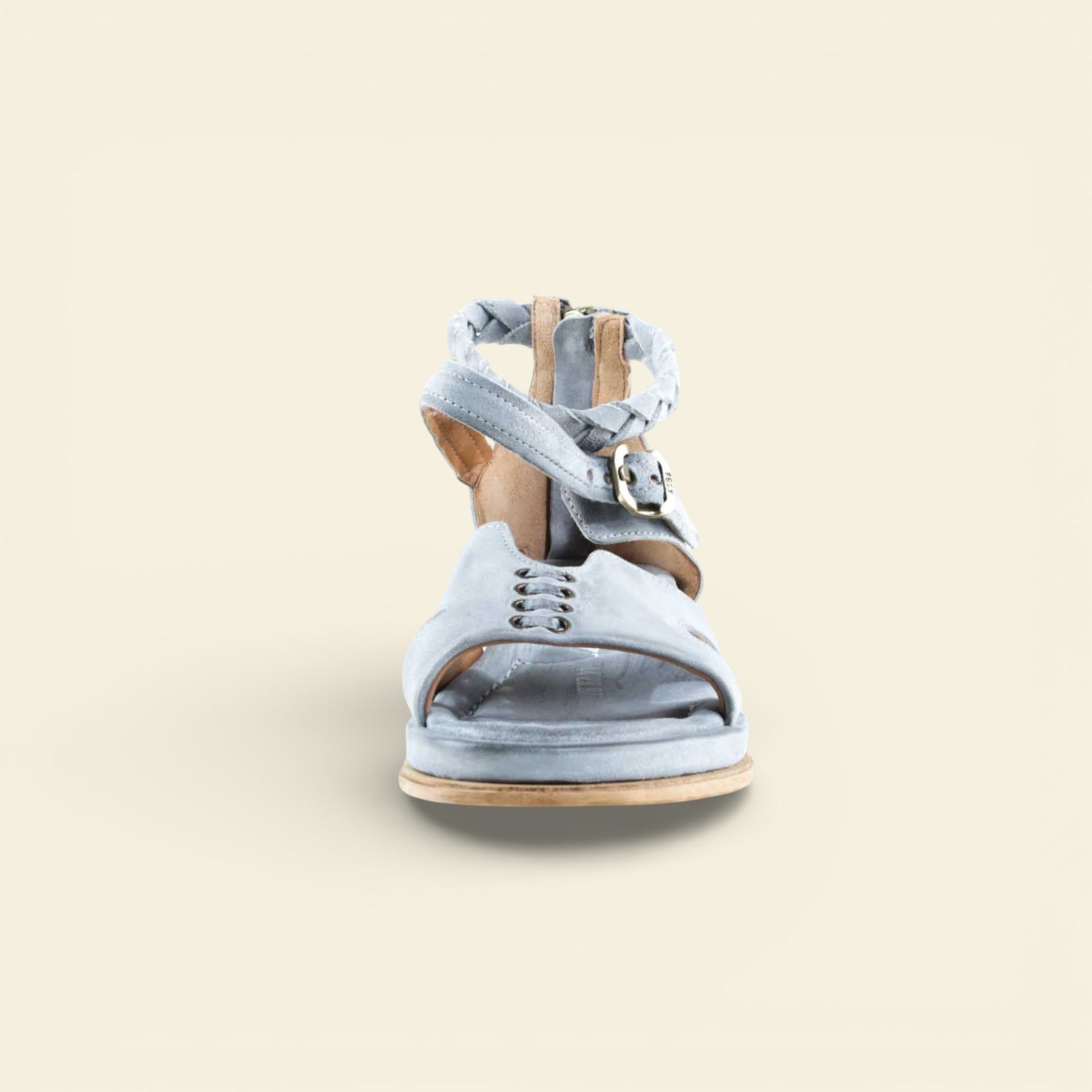 A.S.98 SANTANA light blue braided ankle-strap Italian leather sandal