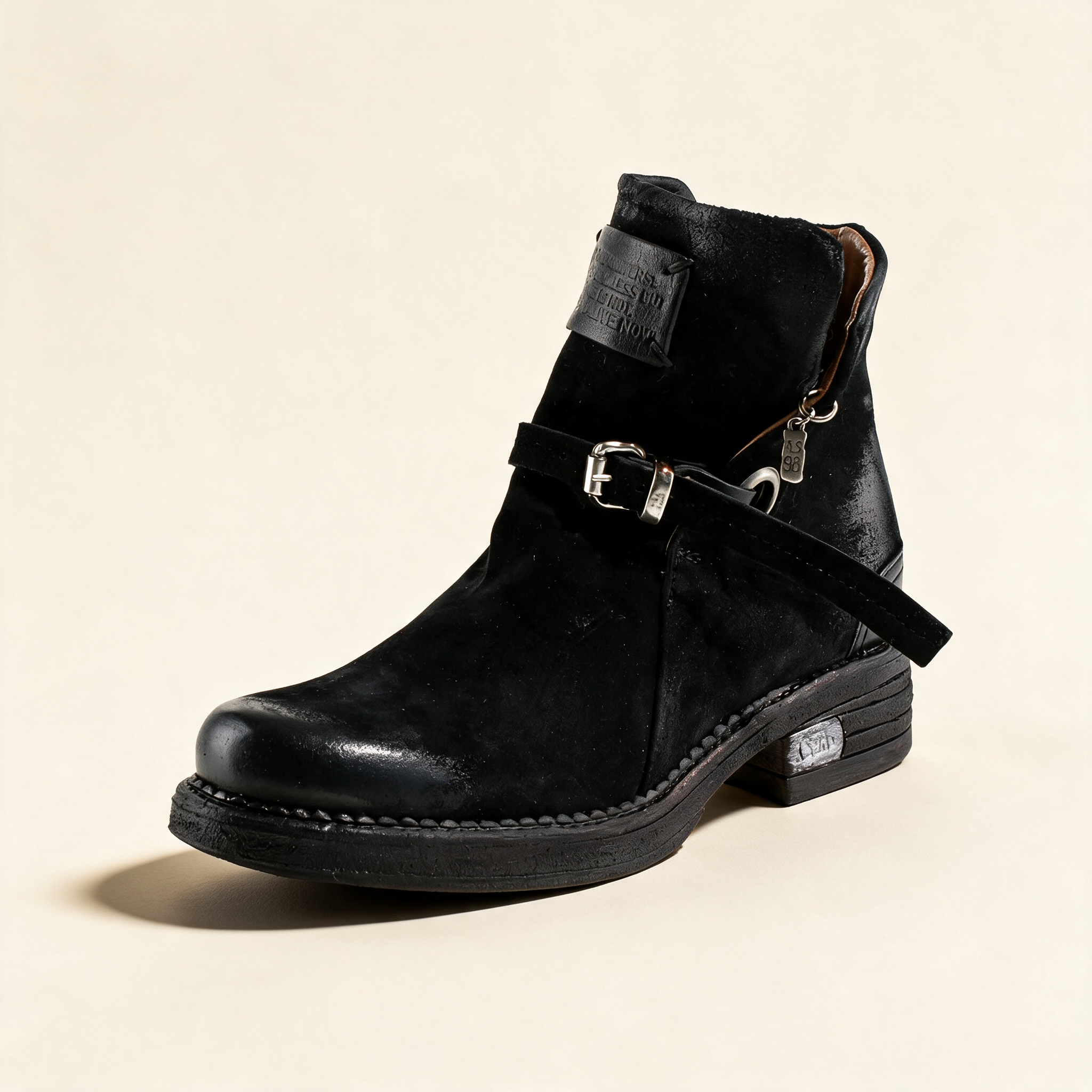 A.S.98 NYX Black ankle boots, single three-quarter view