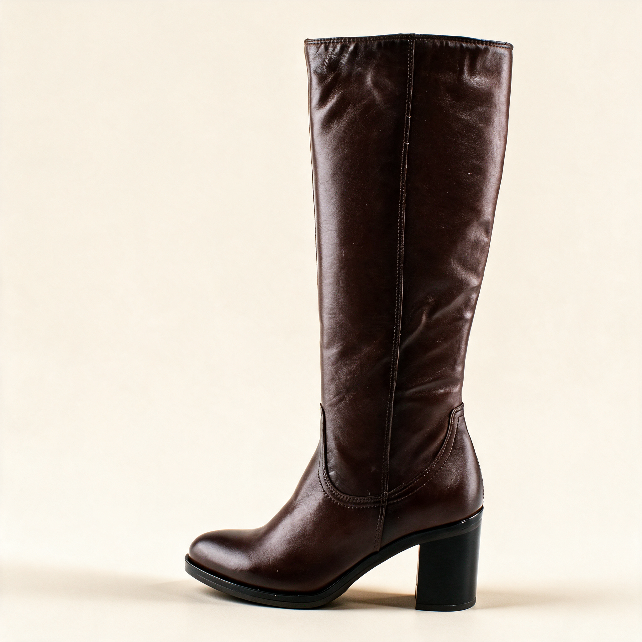 MJUS ELARA Chocolate knee-high boots, outer side profile