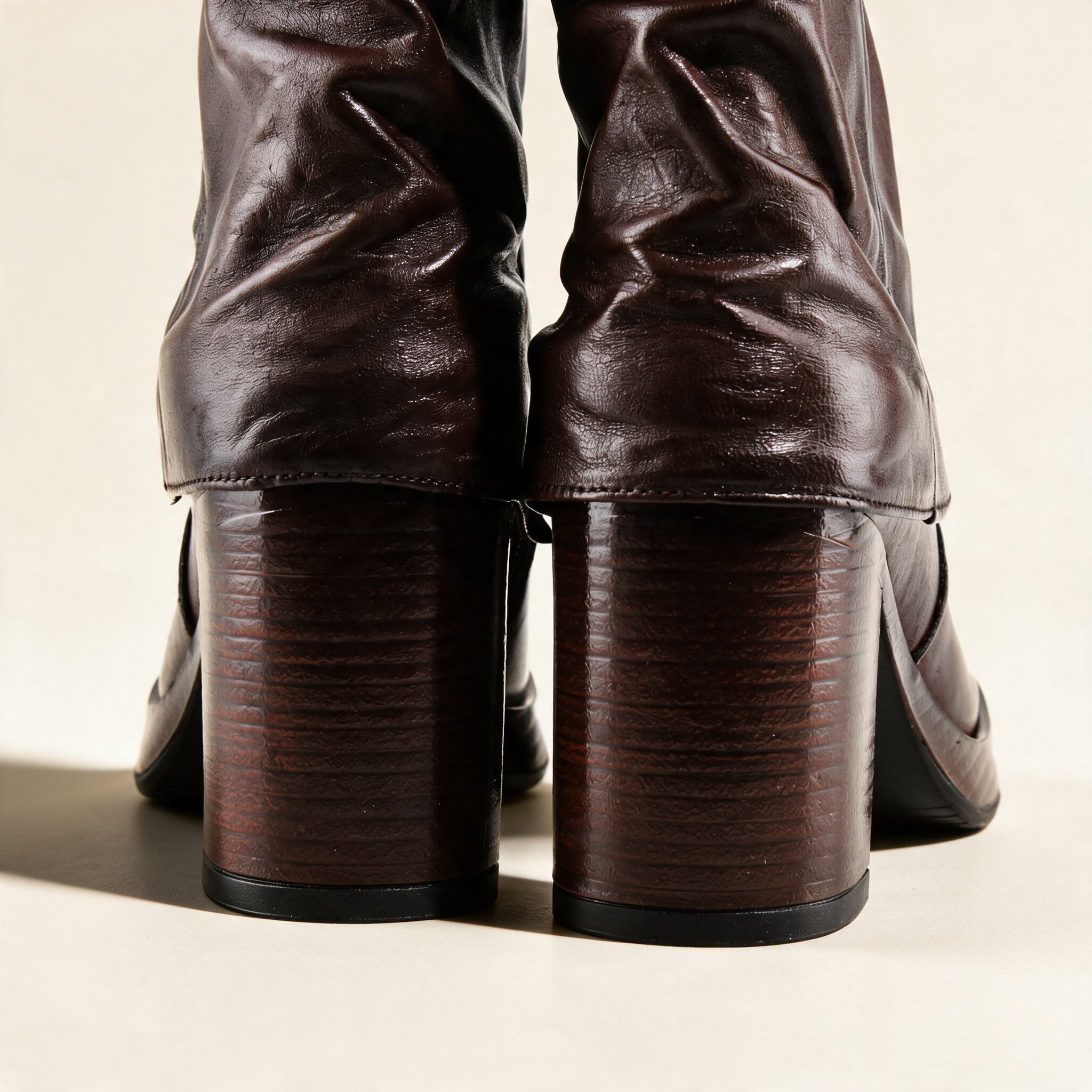 MJUS MICAELA Chocolate mid-calf boots, toe and profile detail