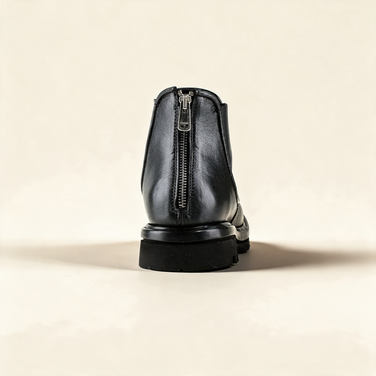A.S.98 HENDRICK Black Chelsea boots, rear view with back zip