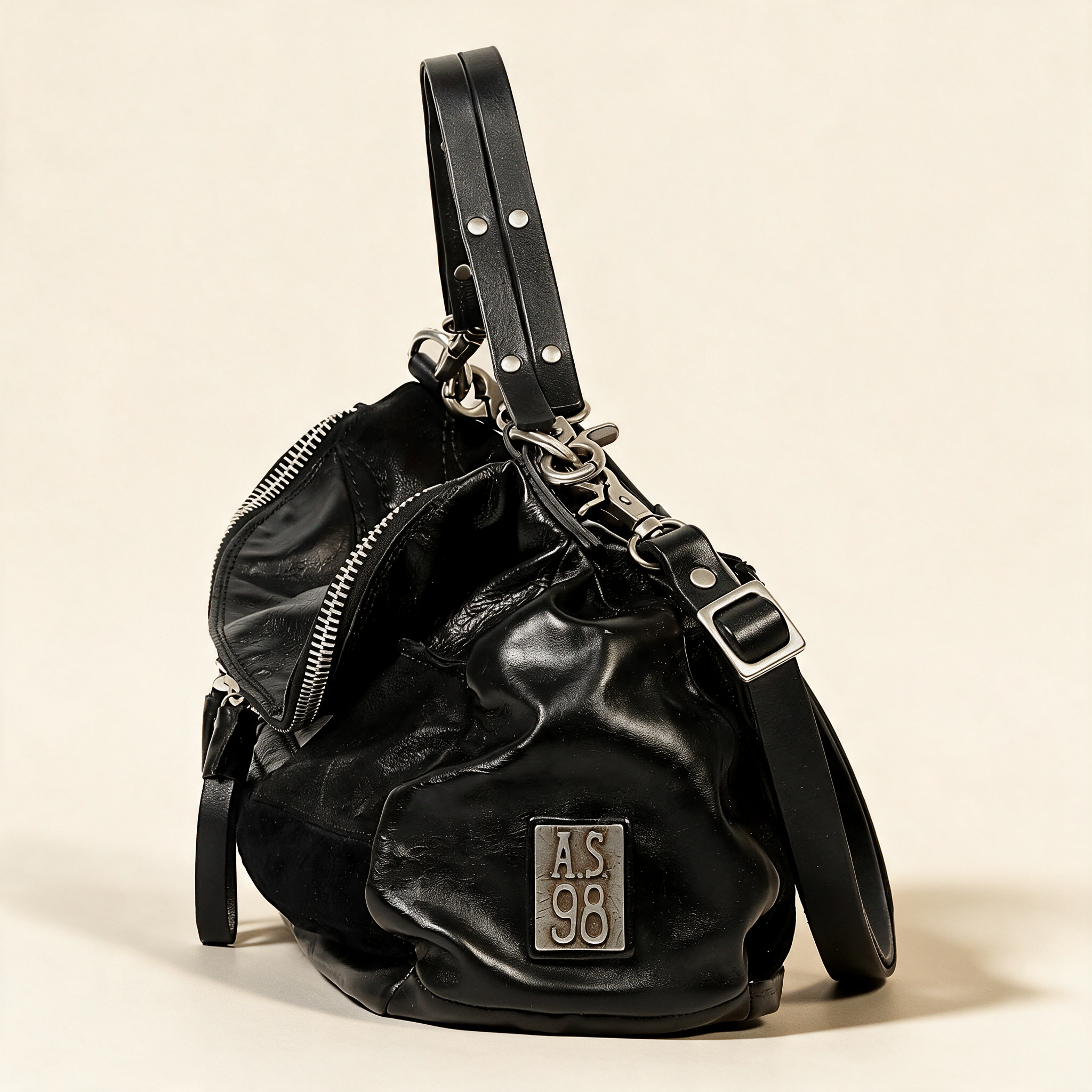 A.S.98 NOEMI Black handbags, outer side profile 