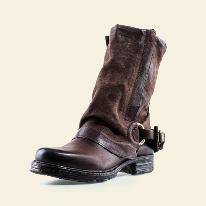 A.S.98 SPENCER Ebony TDM mid-calf biker boot, single three-quarter view 