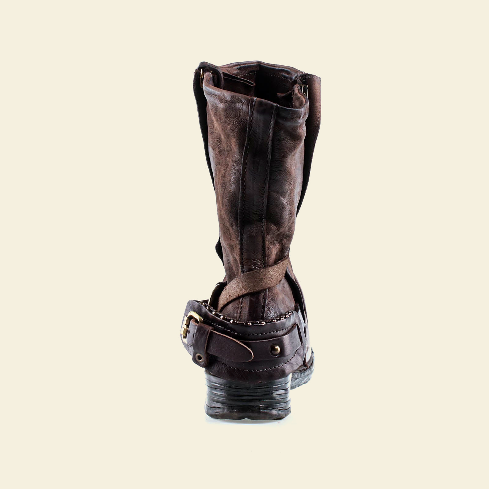 A.S.98 SPENCER Ebony TDM mid-calf biker boot, alternate side view 