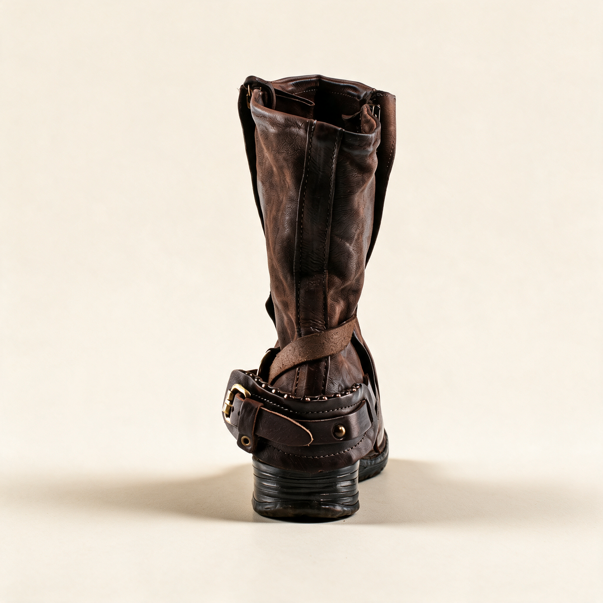 A.S.98 SPENCER Ebony TDM mid-calf biker boot, alternate side view 