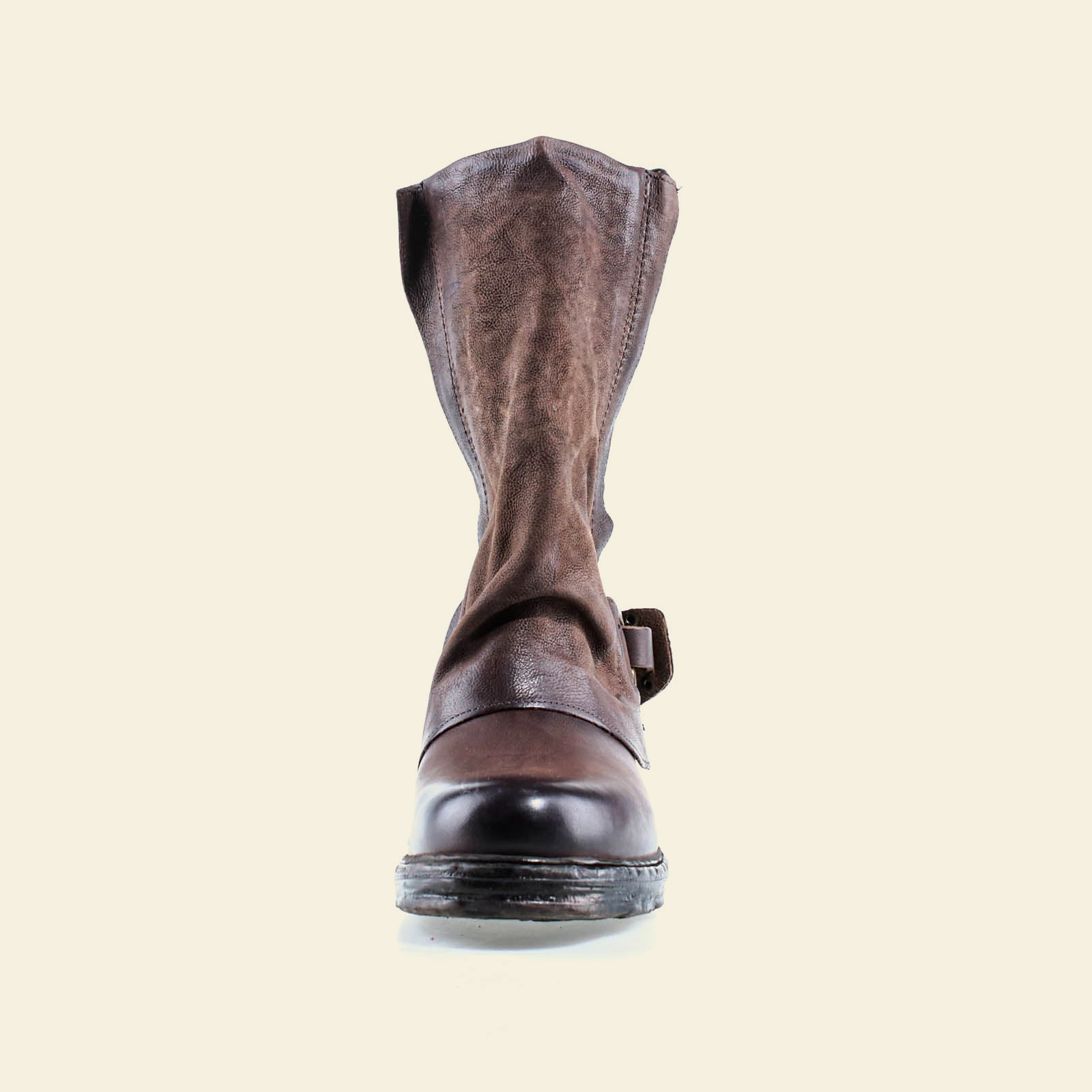 A.S.98 SPENCER Ebony TDM mid-calf biker boot, rear view 