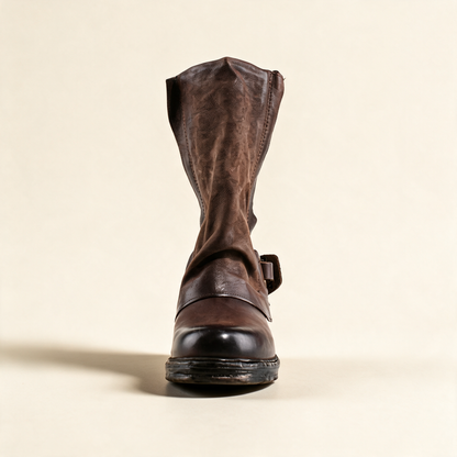 A.S.98 SPENCER Ebony TDM mid-calf biker boot, rear view 