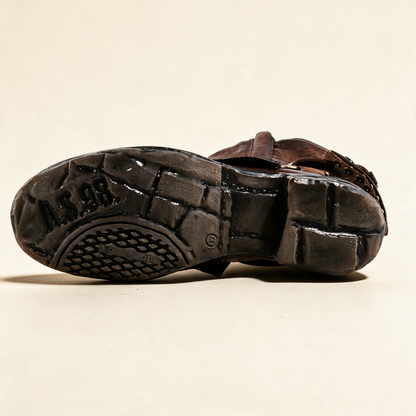 A.S.98 SPENCER Ebony TDM mid-calf biker boot, outsole view 