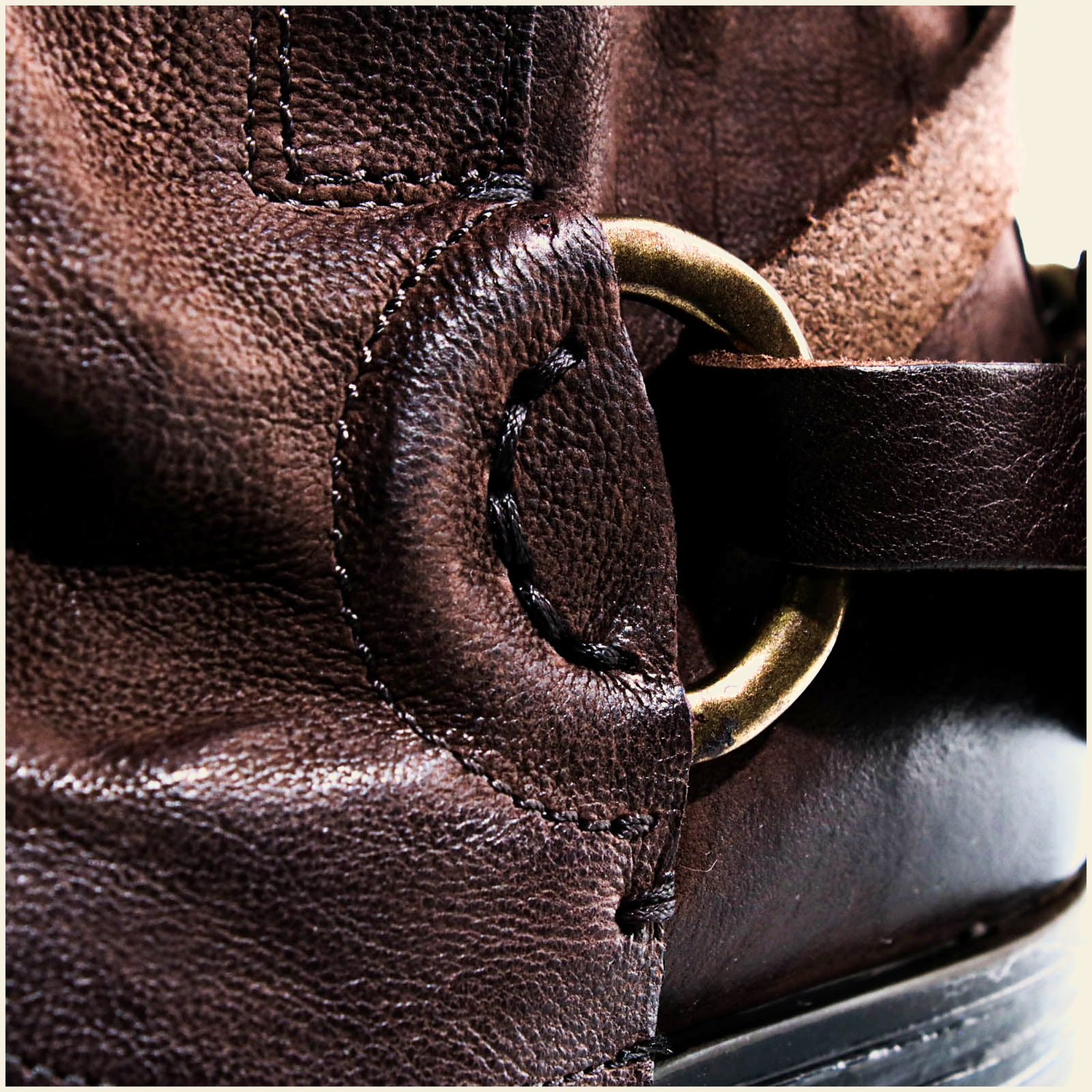 A.S.98 SPENCER Ebony TDM mid-calf biker boot, zipper and strap detail 
