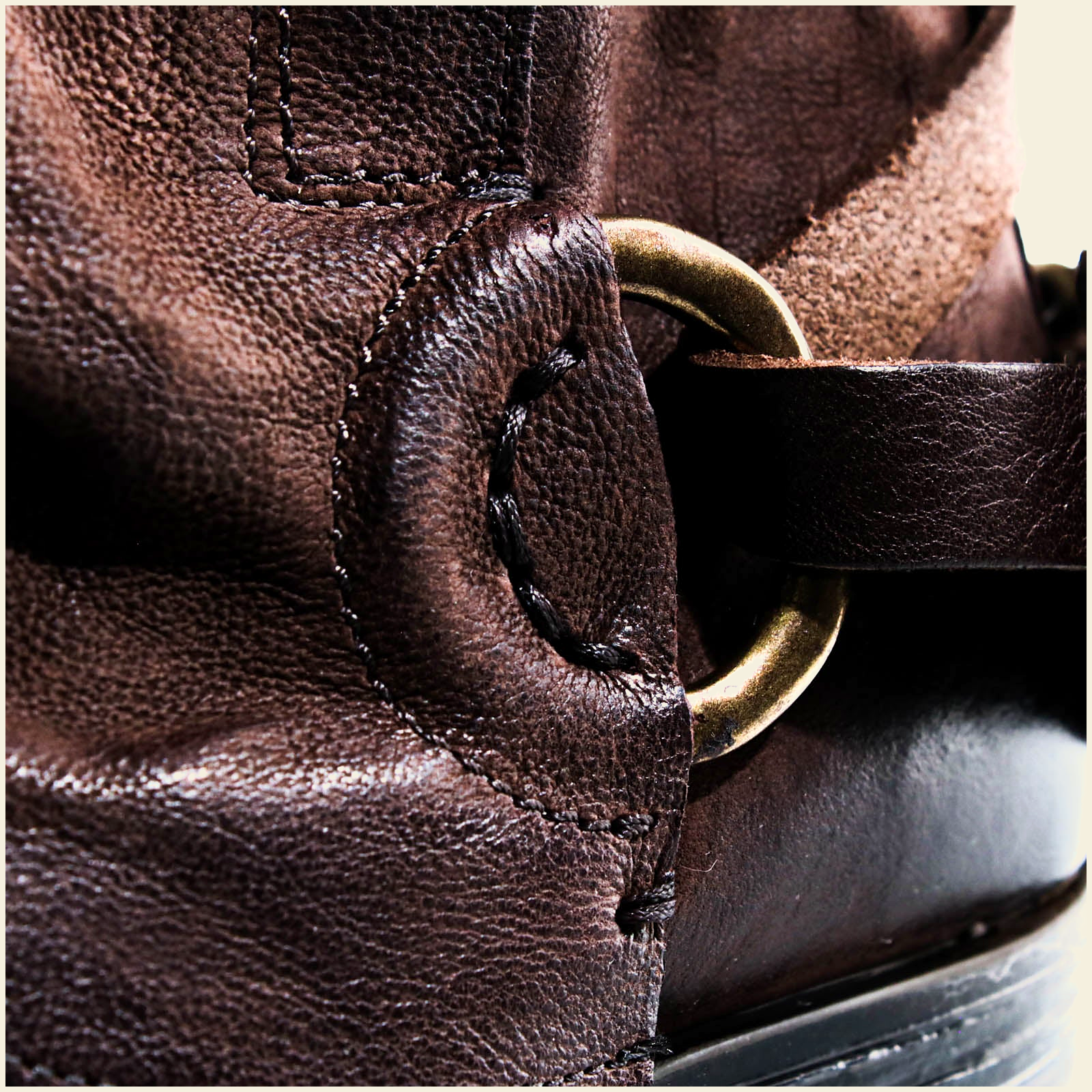 A.S.98 SPENCER Ebony TDM mid-calf biker boot, zipper and strap detail 