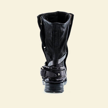 A.S.98 SPENCER Black mid-calf biker boot, alternate side view 