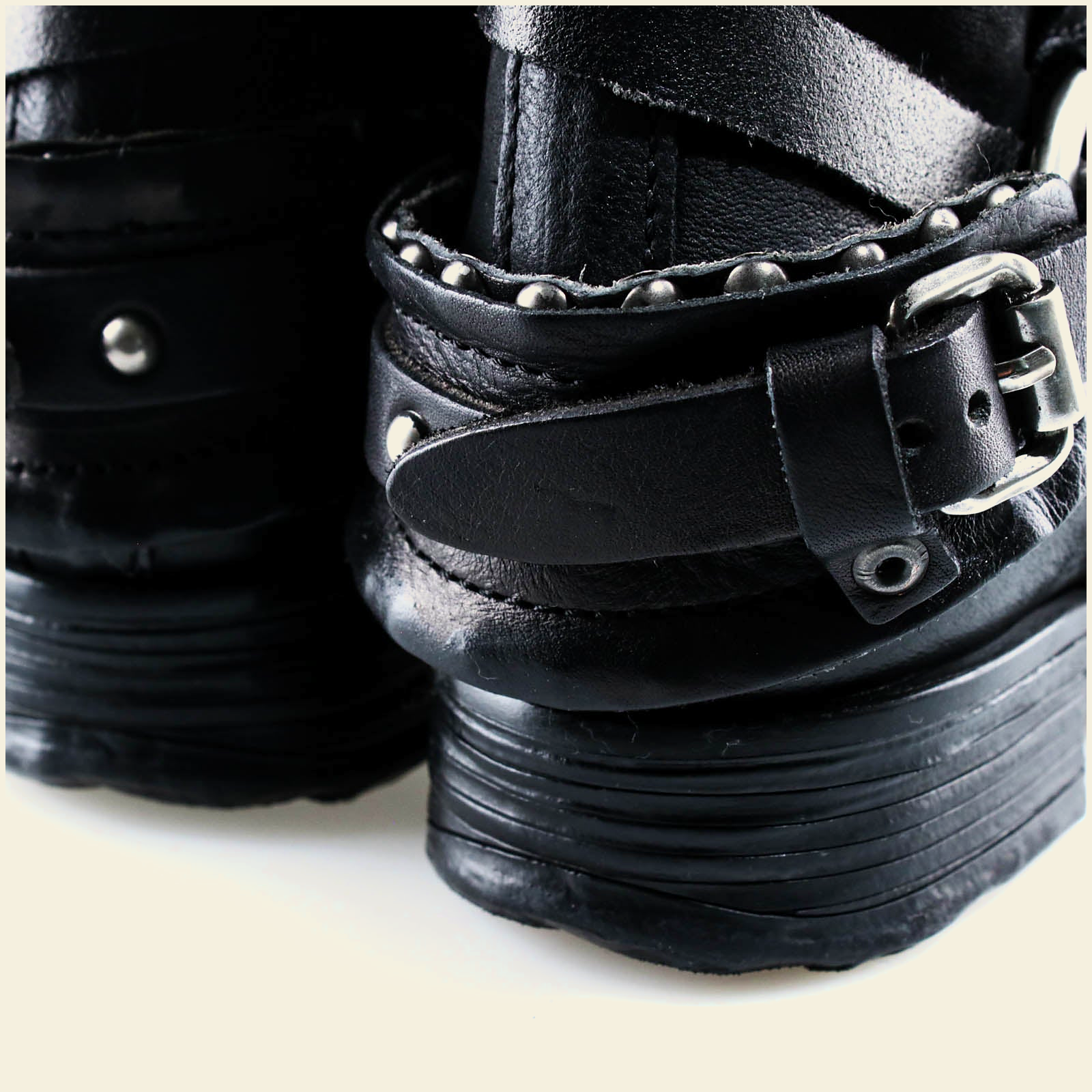 A.S.98 SPENCER Black mid-calf biker boot, toe detail 