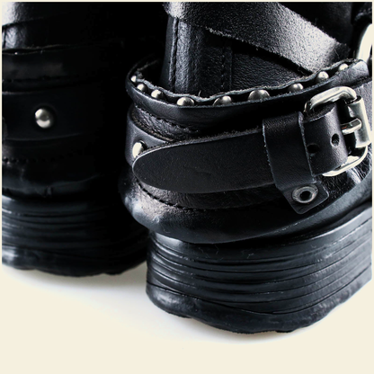 A.S.98 SPENCER Black mid-calf biker boot, toe detail 