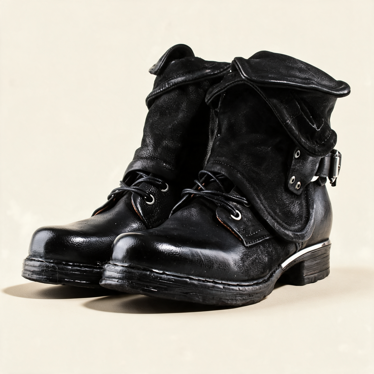 A.S.98 SIMON Black ankle boots, pair three-quarter view 