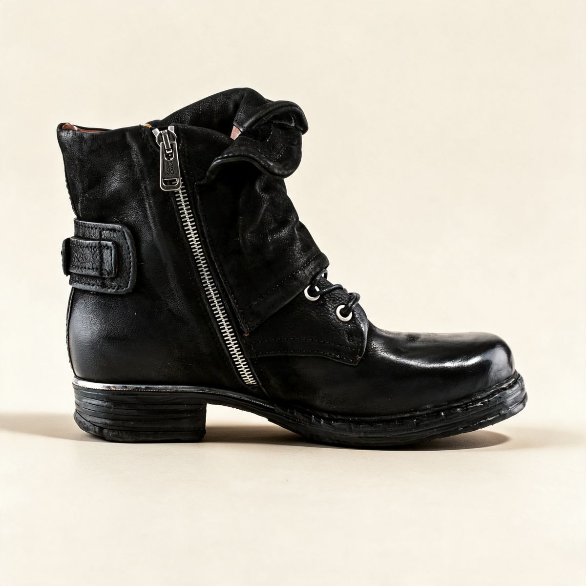 A.S.98 SIMON Black ankle boots, inner side with zipper 
