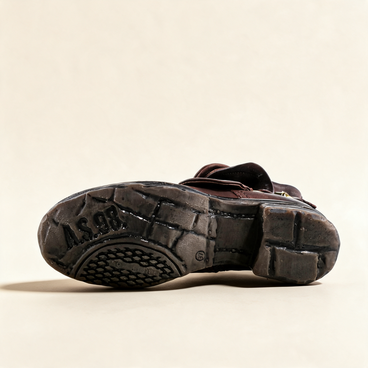 A.S.98 SIMON Chocolate ankle boots, outsole view 