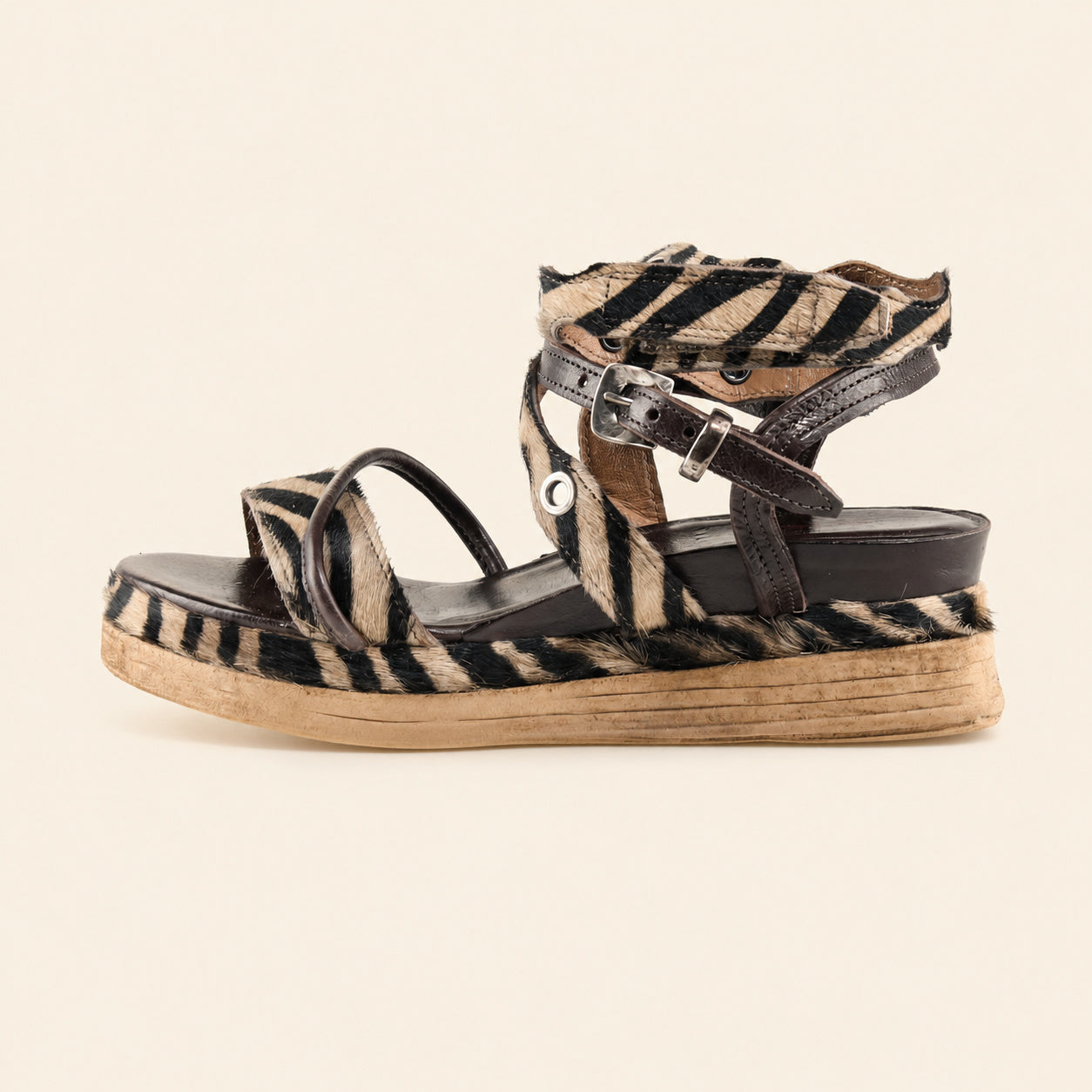 A.S.98 STRUTTURA Safari Zebra Italian leather platform sandal, outer side profile 