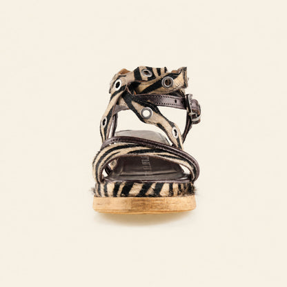 A.S.98 STRUTTURA Safari Zebra Italian leather platform sandal, rear view 
