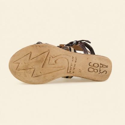 A.S.98 STRUTTURA Safari Zebra Italian leather platform sandal, outsole view 
