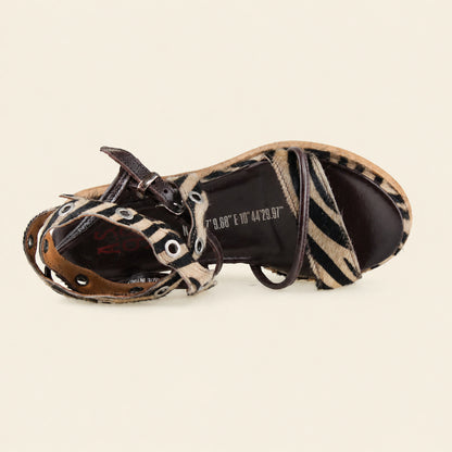 A.S.98 STRUTTURA Safari Zebra Italian leather platform sandal, hardware and construction detail 