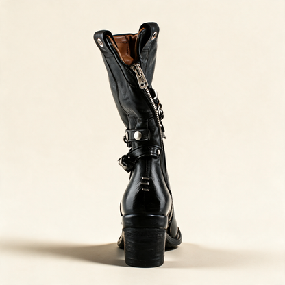 A.S.98 RAVEN Black mid-calf boots, alternate side view 