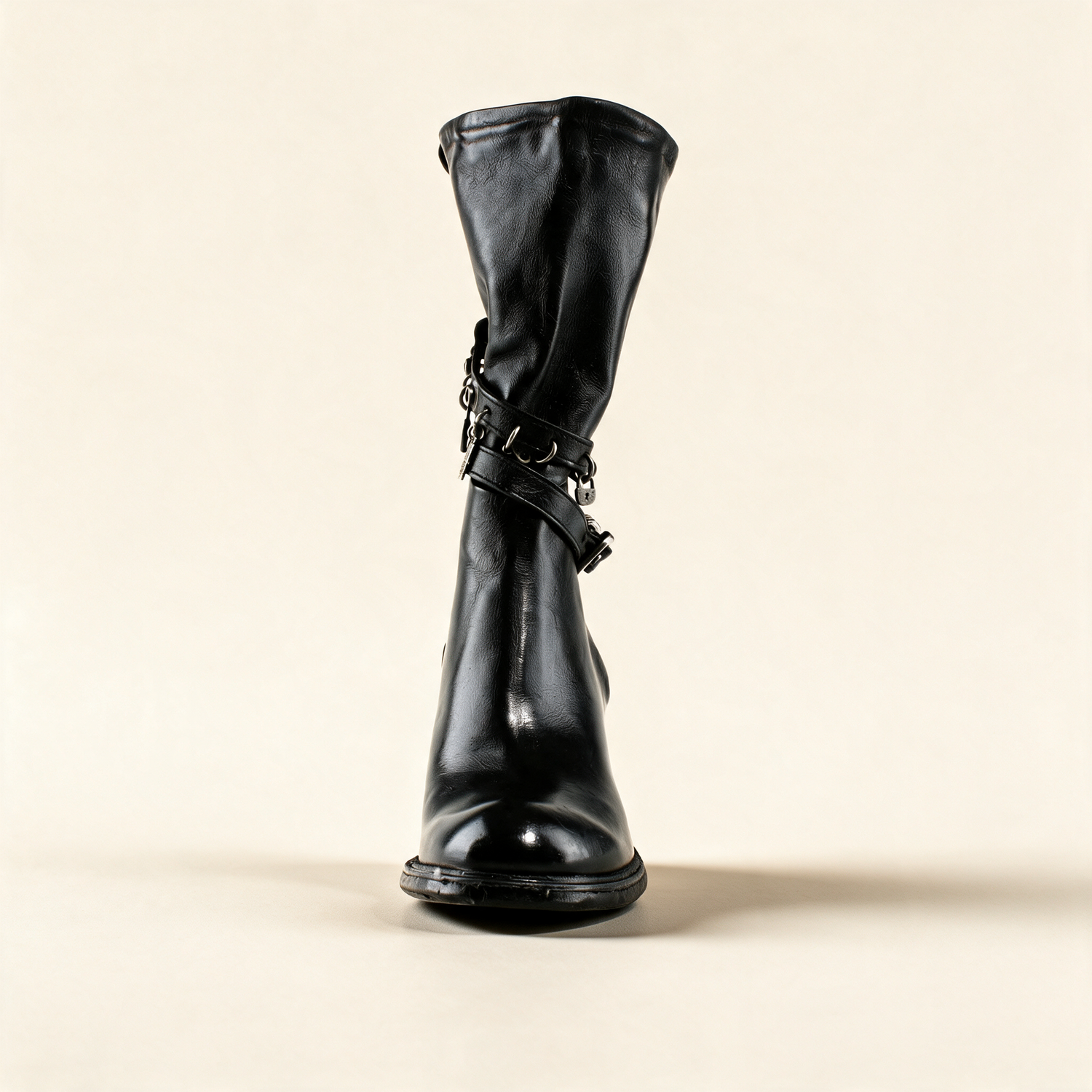 A.S.98 RAVEN Black mid-calf boots, rear view 