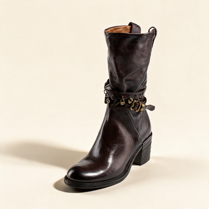 A.S.98 RAVEN Ebony mid-calf boots, single three-quarter view 