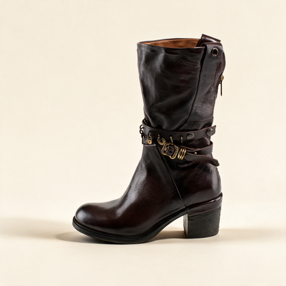 A.S.98 RAVEN Ebony mid-calf boots, outer side profile 