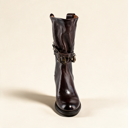 A.S.98 RAVEN Ebony mid-calf boots, front view 