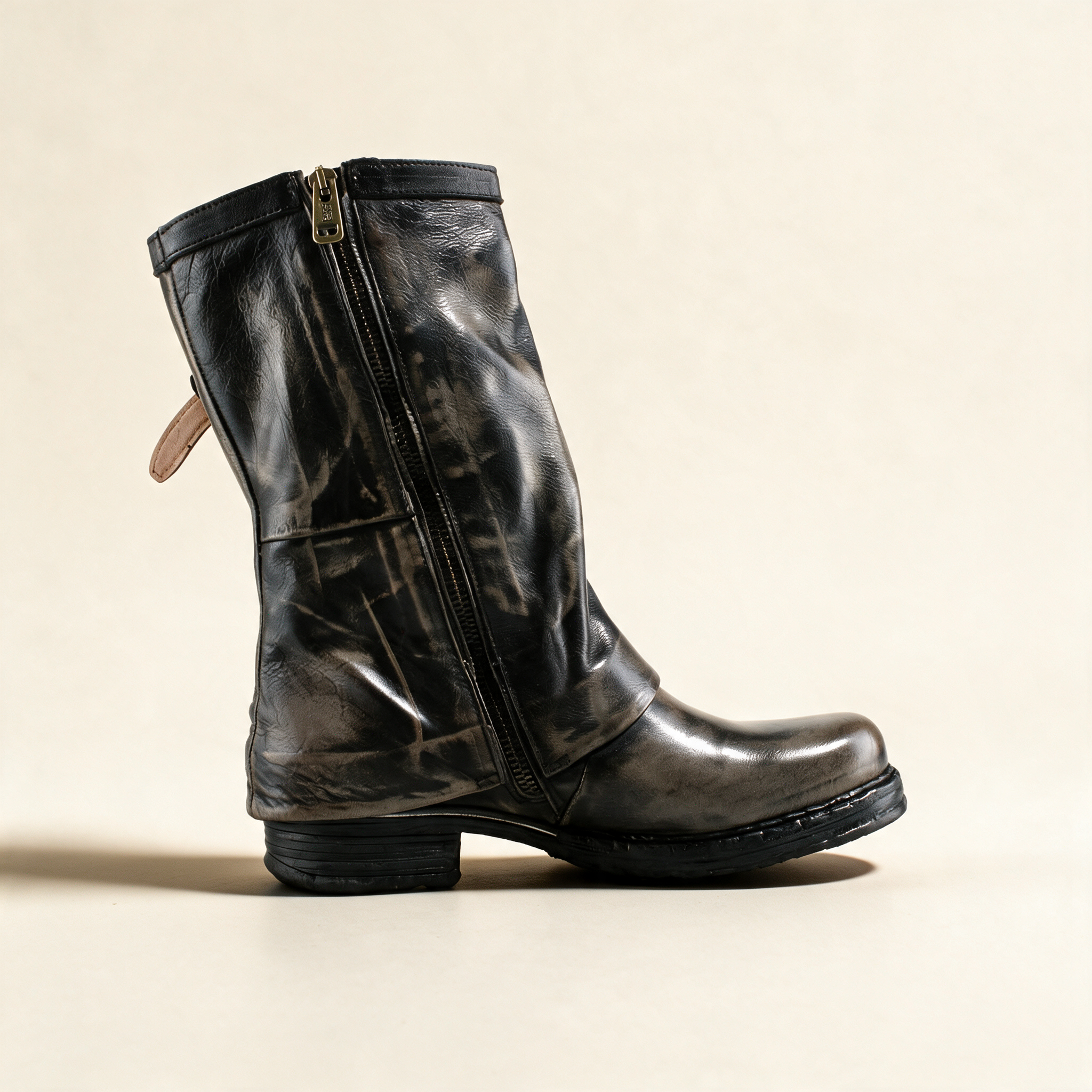 A.S.98 VESPER Charcoal mid-calf boots, front view 