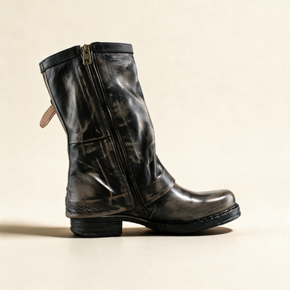 A.S.98 VESPER Charcoal mid-calf boots, front view 
