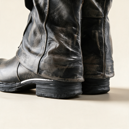 A.S.98 VESPER Charcoal mid-calf boots, hardware and construction detail 