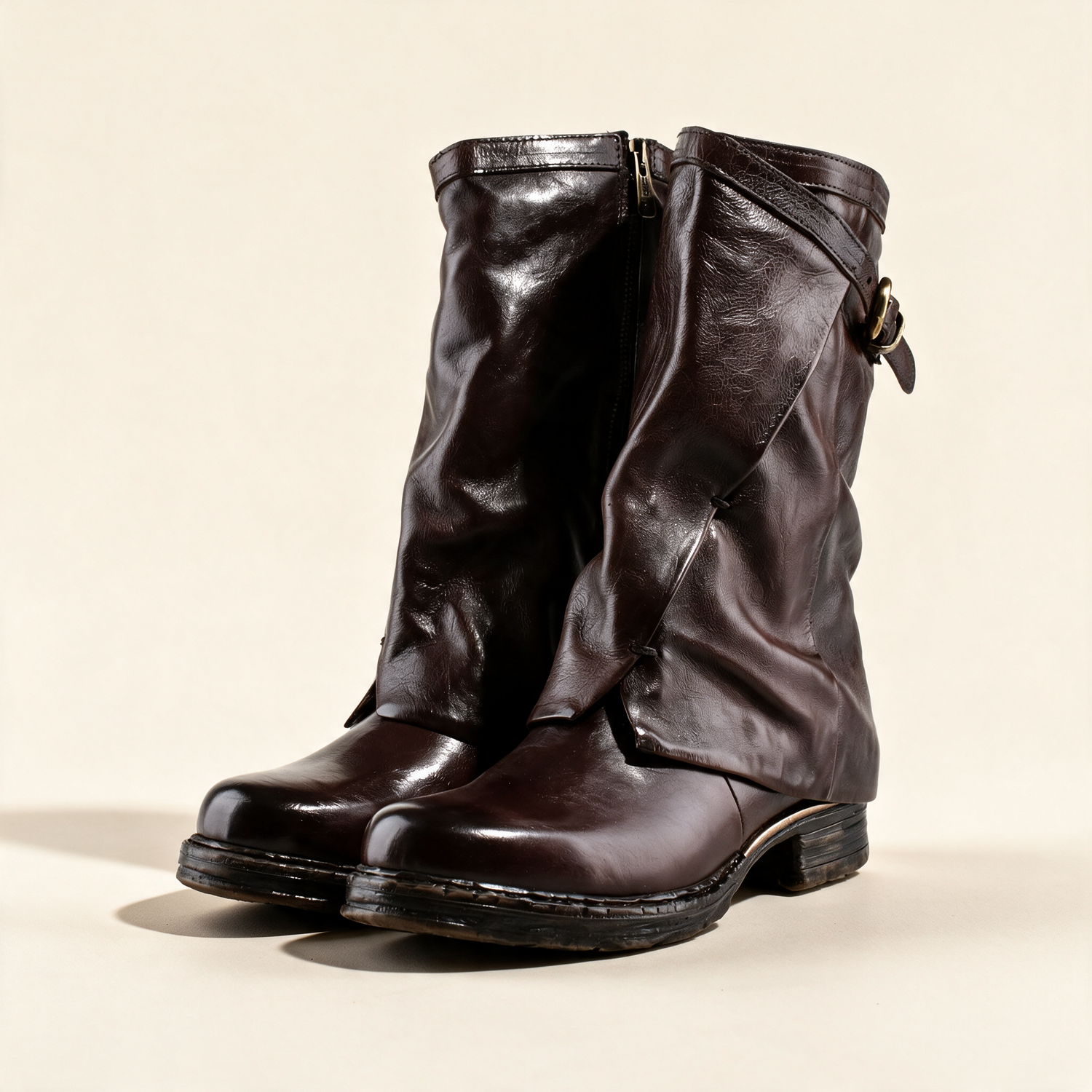 A.S.98 VESPER Ebony mid-calf boots, pair three-quarter view 