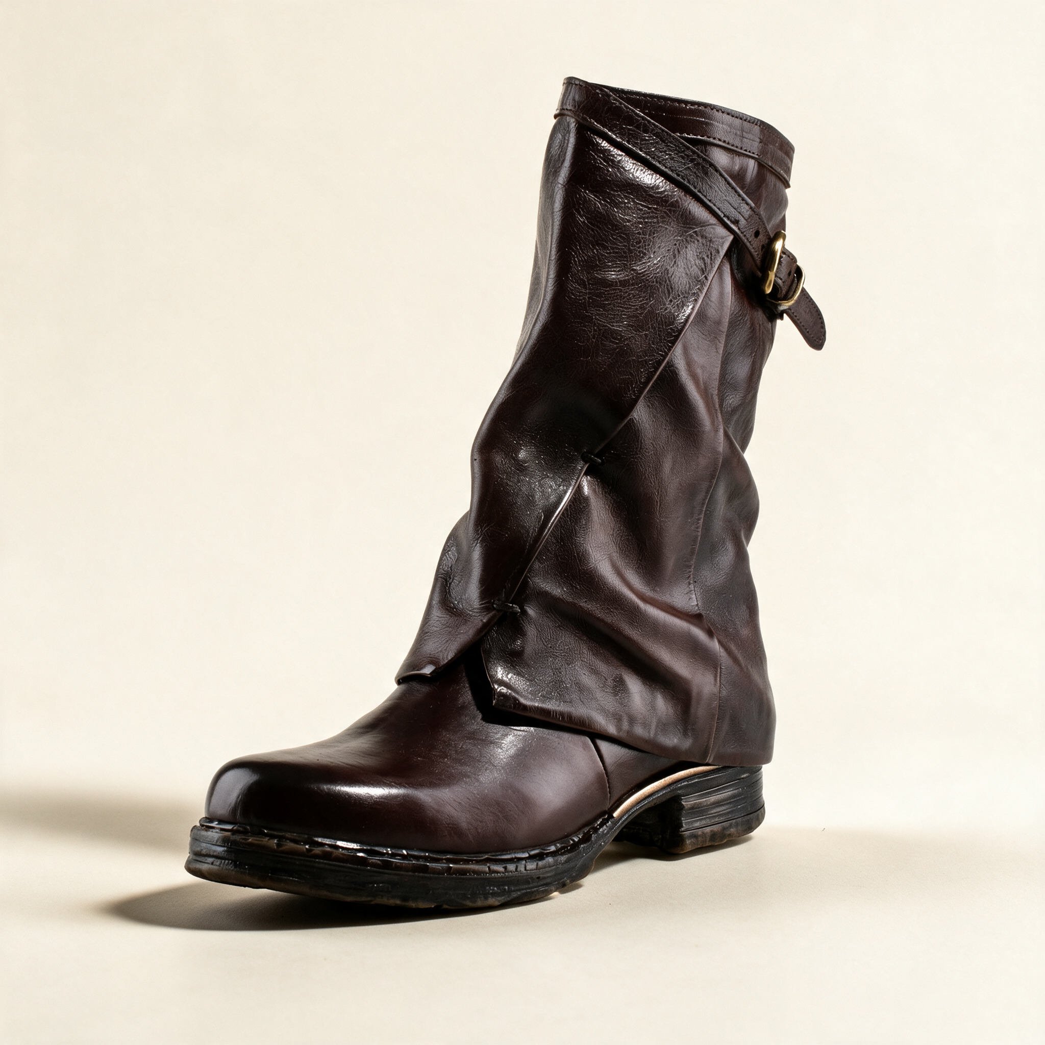 A.S.98 VESPER Ebony mid-calf boots, single three-quarter view 