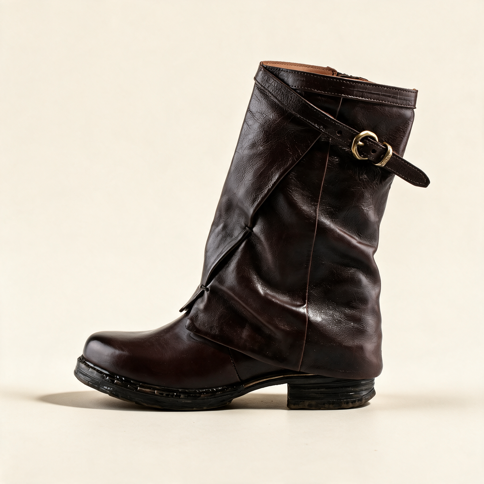 A.S.98 VESPER Ebony mid-calf boots, outer side profile 