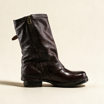 A.S.98 VESPER Ebony mid-calf boots, front view 