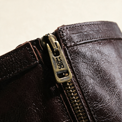 A.S.98 VESPER Ebony mid-calf boots, interior and zipper detail 