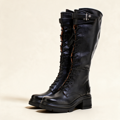 A.S.98 EDISON Black boots, pair three-quarter view 