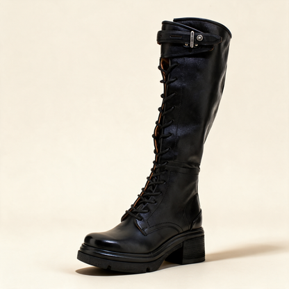 A.S.98 EDISON Black boots, single three-quarter view 